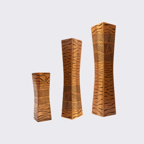 Hand-carved wooden candle holder