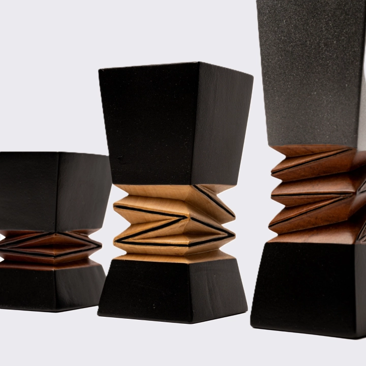 Close-up view of the candles holders 