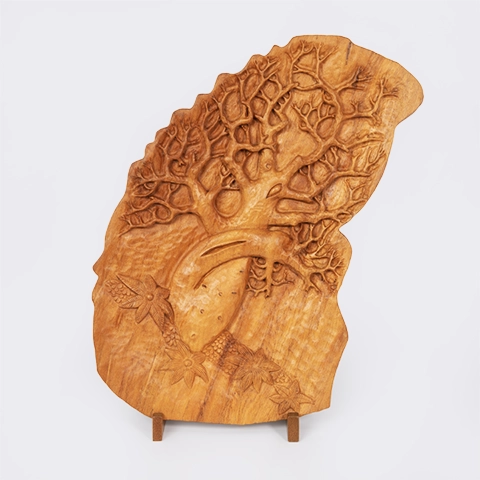 Elegant hand-carved panel depicting the baobab of Love (Adansonia za) from Madagascar.