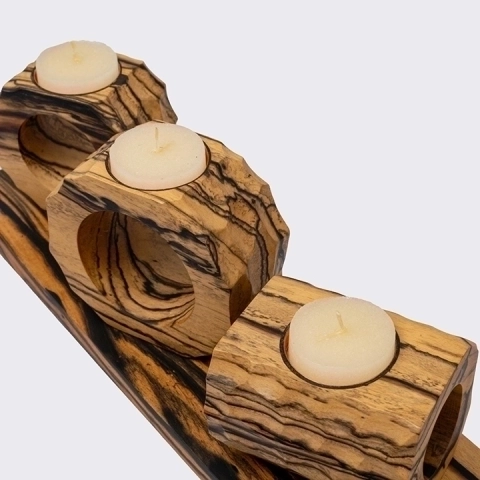 Close-up view of the candle holder's details.