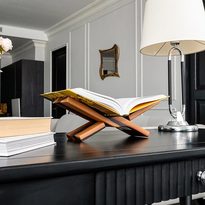 Image showcasing the book stand in use.