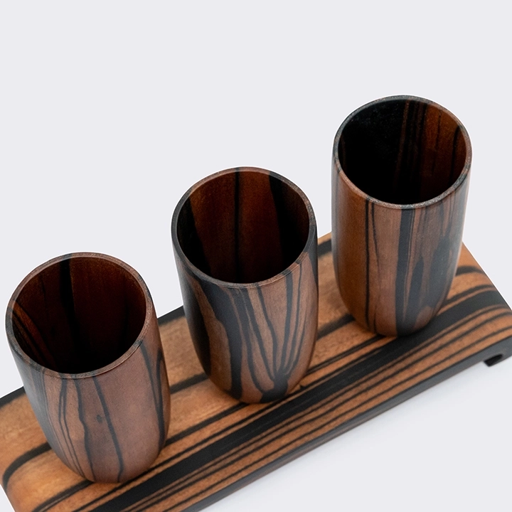 Close-up view of the vases