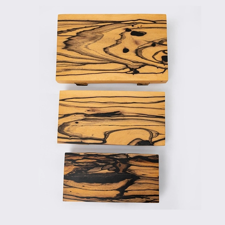 Close-up view of the trays' details.