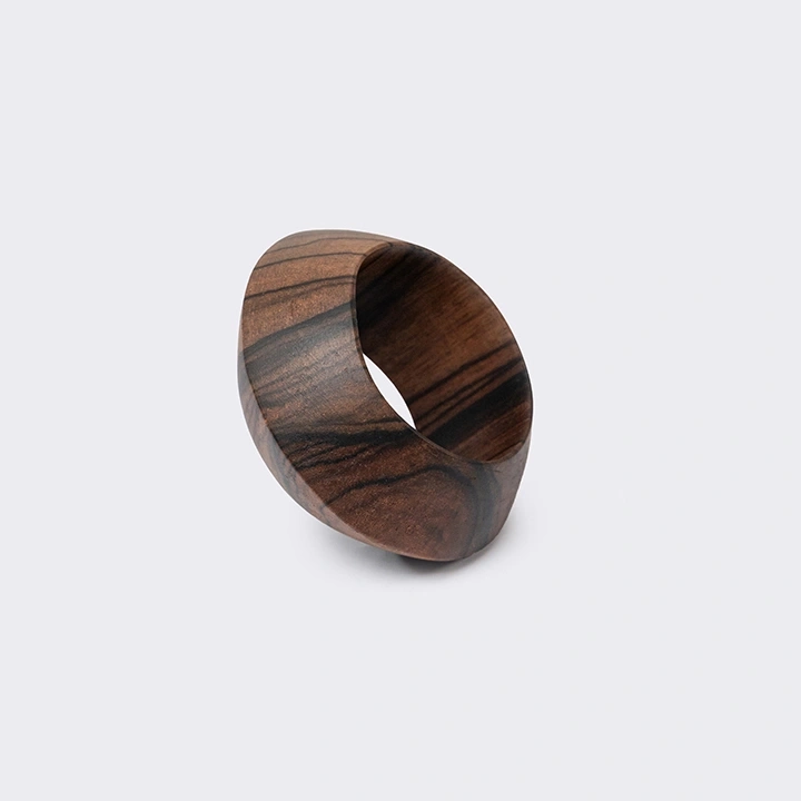 Close-up view of the napkin ring's details.