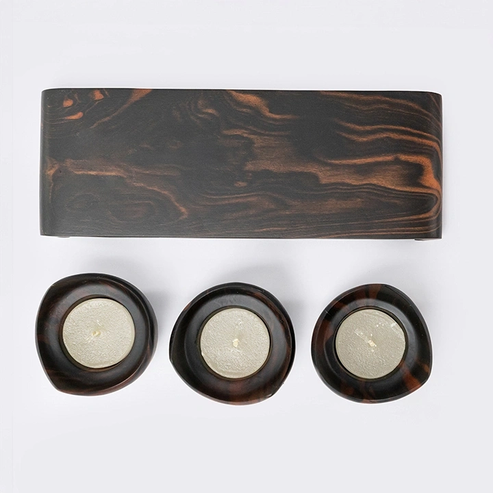 Close-up view of the candle holder's details.