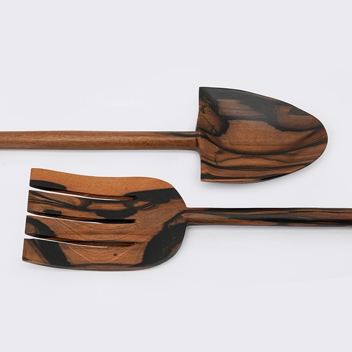 Close-up view of the spoons' details.