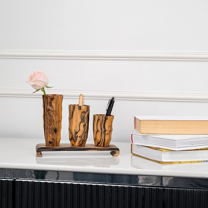 Picture in Situ of black and white Hammered Cone Cup set of three