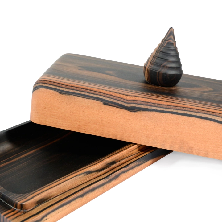 Rotating view highlighting the box's features.