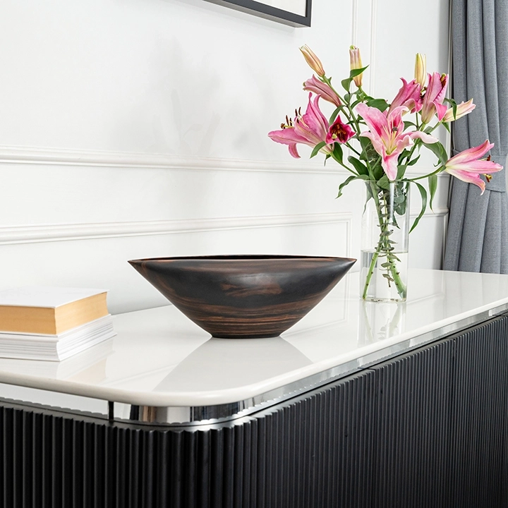 Picture in situ of the Oval Curved Edge bowl