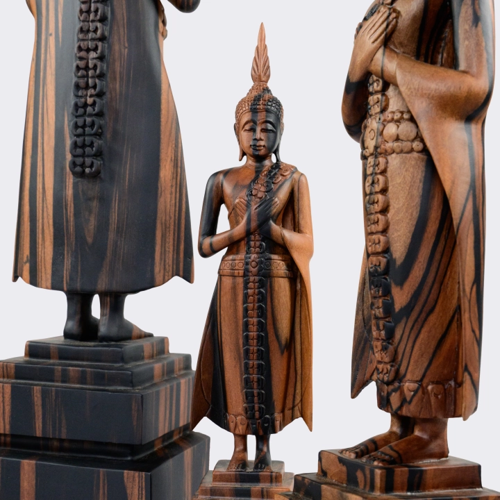 Close-up view of the Buddha sculpture’s details