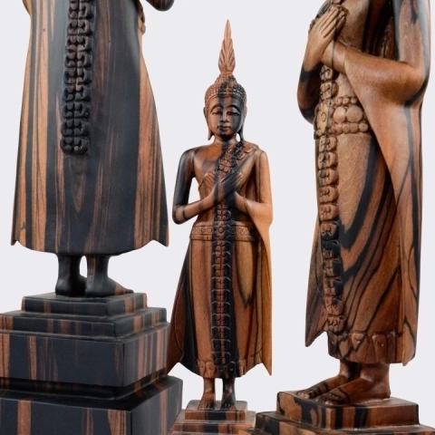 Close-up view of the Buddha sculpture’s details