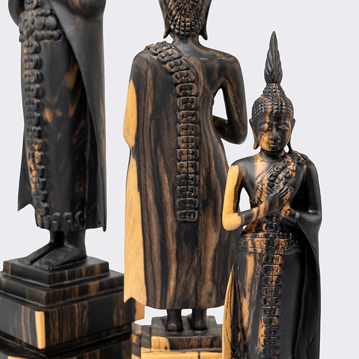 Close-up view of the Buddha sculpture’s details