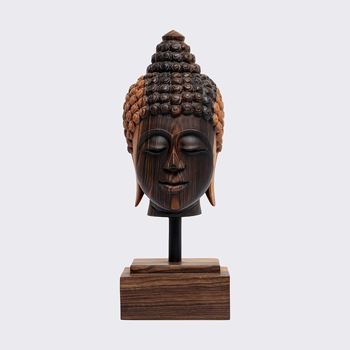 Studio picture of the Buddha Head Short Haircut on Pedestal