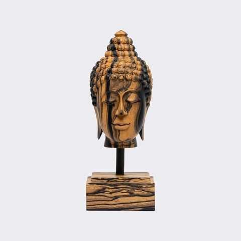 Studio picture of the Buddha Head Short Haircut on Pedestal