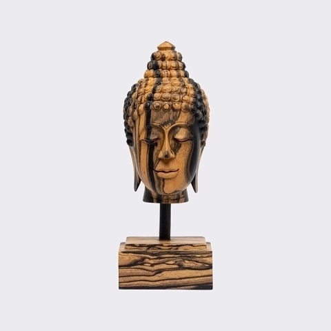 Studio picture of the Buddha Head Short Haircut on Pedestal