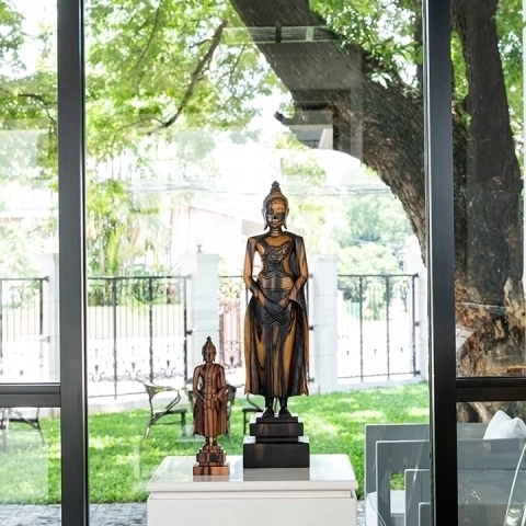 Picture in situ of the Standing Buddha Hands Down Crossed