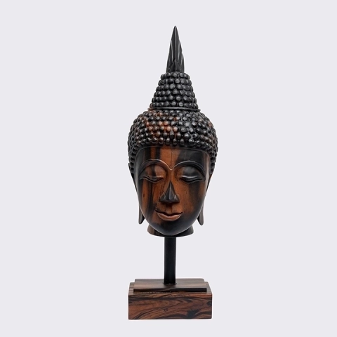 Studio picture of the Buddha Head Tall Parted Haircut on Pedestal