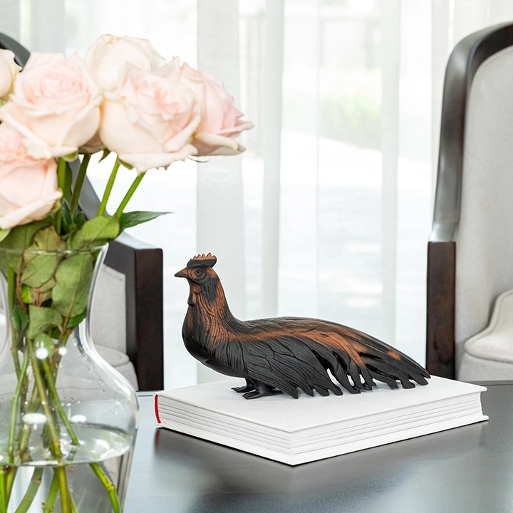 Studio shot of the peacock sculpture