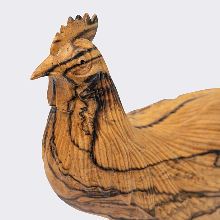 Close-up view of the Peacock sculpture's details