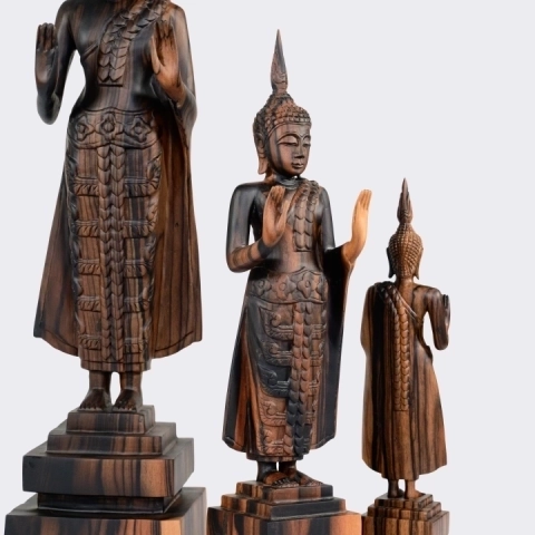 Close-up view of the Buddha sculpture's details.