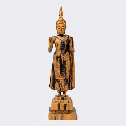 Studio shot of the Buddha sculpture.