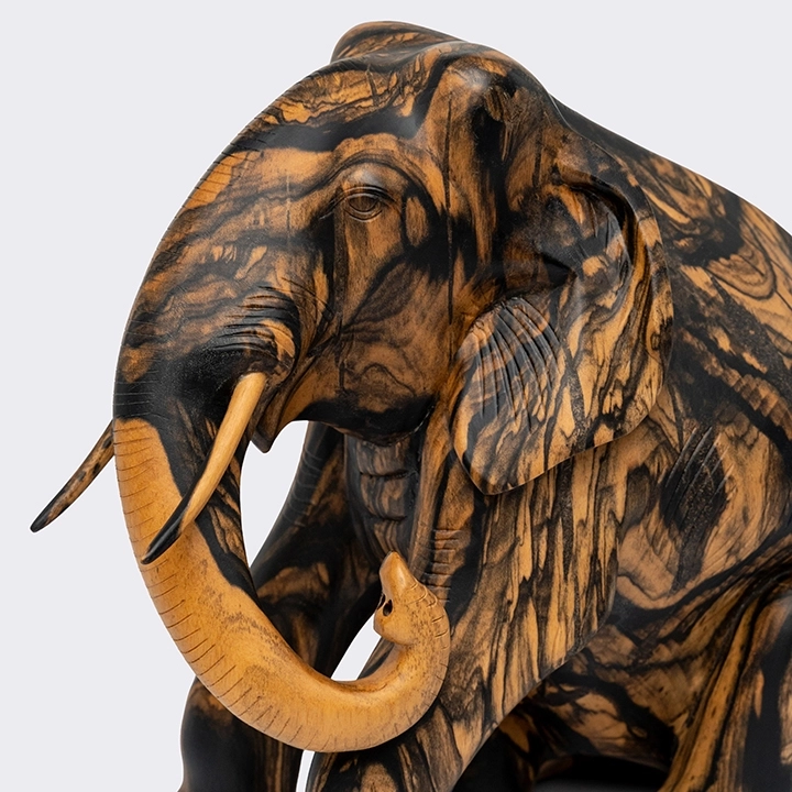 Close-up view of the Elephant sculpture's details.