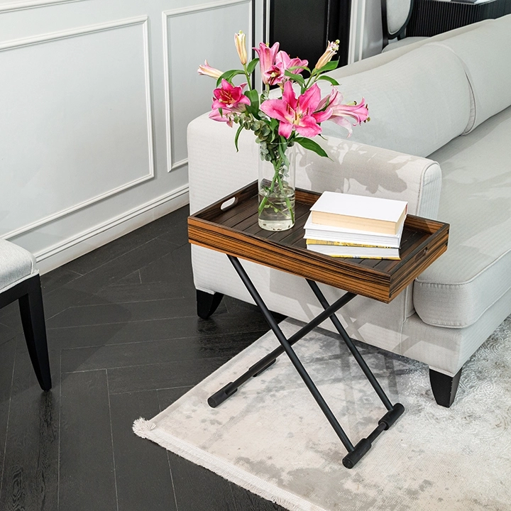 Picture in situ of Buttler's Tray with Foldable Stand 