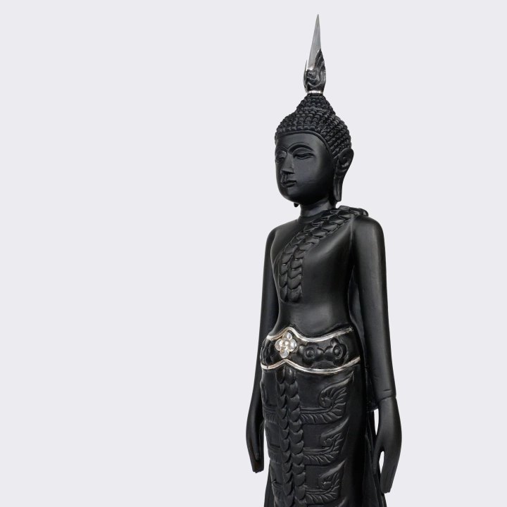 Close-up view of the  buddha's sculpture's details.